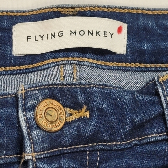 Flying Monkey Platinum High Rise Raw Hem Denim Jean Mini Skirt Size 29-in - Picture 9 of 9